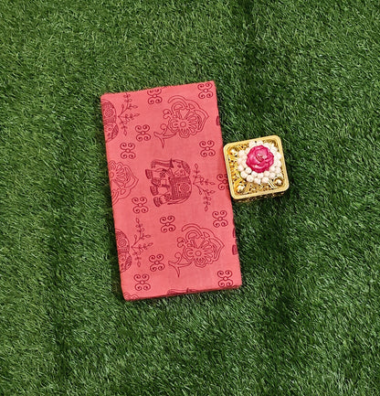 Beautiful Pink Sungudi Cotton Saree with Elephant Print Design
