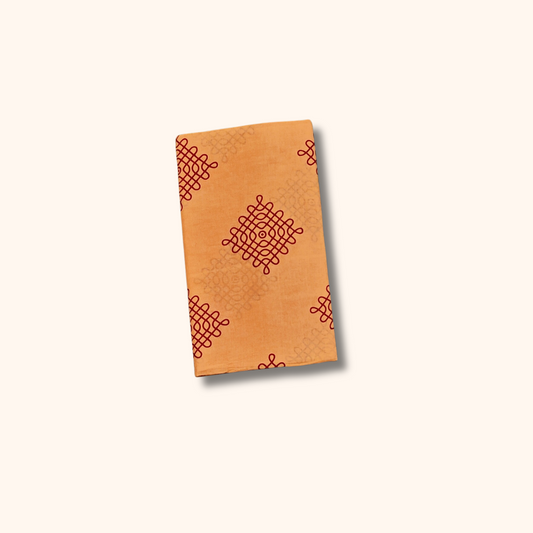 Peach Orange Sungudi Cotton Saree with Maroon Traditional Border Kolam Saree