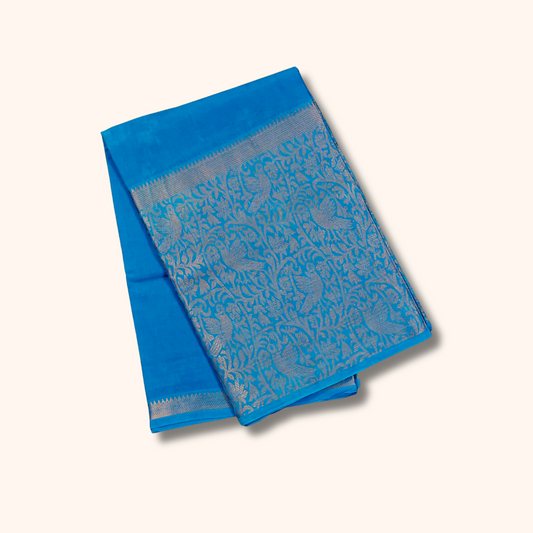 Sky Blue Vasigara Design Cotton Saree