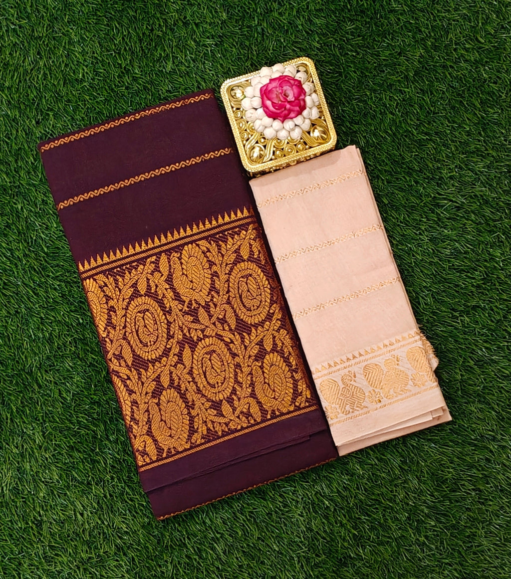 Classic Maroon Elegance Sungudi Cotton Sarees with Blouse