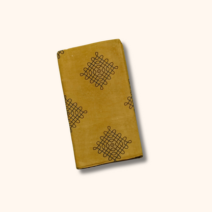 Mustard Yellow Sungudi Cotton Saree with Kolam Motifs