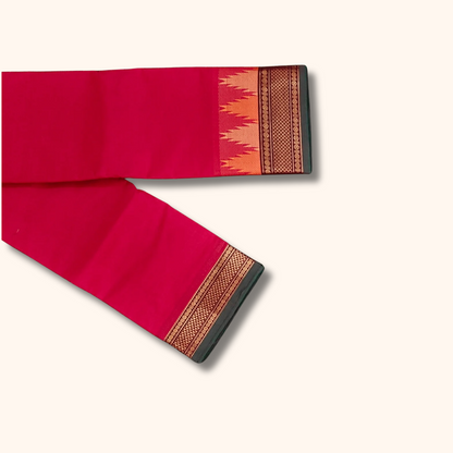 Rani Pink Temple Border Chettinad Cotton Saree