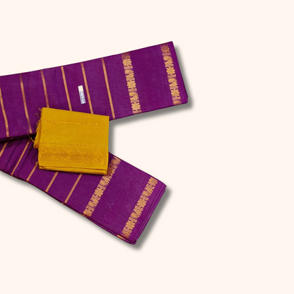 Purple Sungudi Cotton Saree with Golden Zari Border