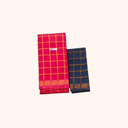 Pink Pavithra Kattam Sungudi Cotton Saree with Gold Zari Checks – Separate Blouse Piece