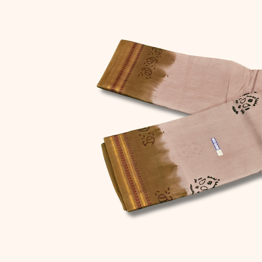 Pastel Pink Sungudi Cotton Saree with Traditional Border