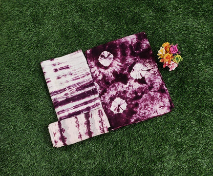 Elegant Maroon & Off-White Sungudi Cotton Chudidar Material Set with Tie-Dye Design