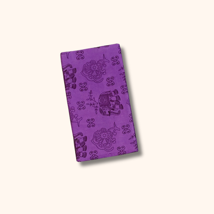 Purple Elephant Print Sungudi Cotton Saree with Gold Zari Border