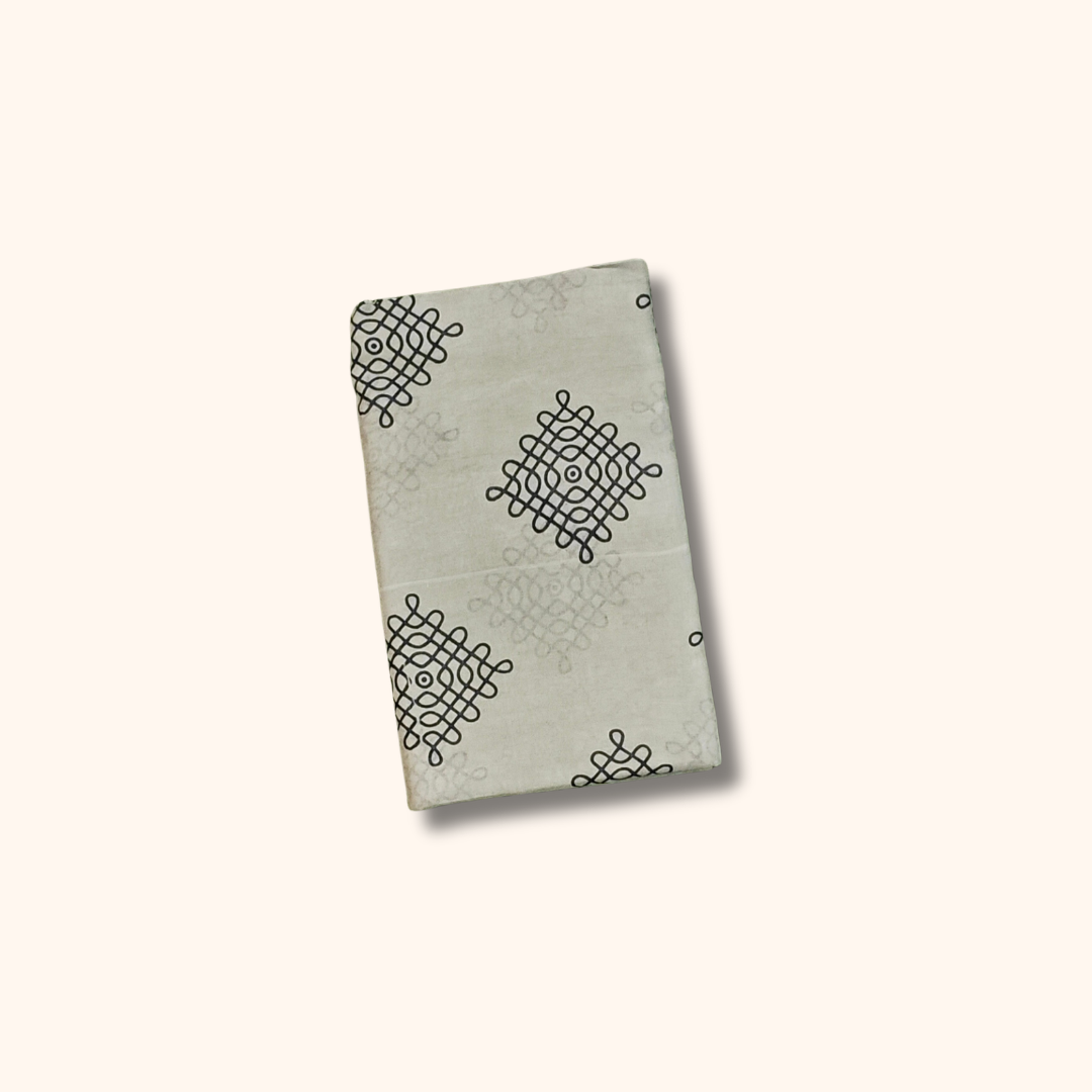 Light Grey Soft Cotton Saree with Dark Blue Border