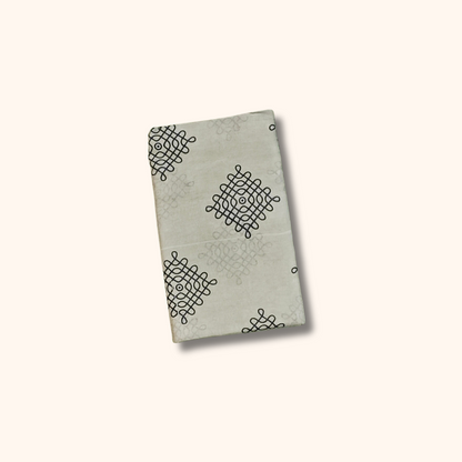 Light Grey Soft Cotton Saree with Dark Blue Border