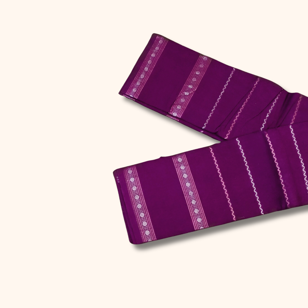Purple Cotton Saree with Self Border