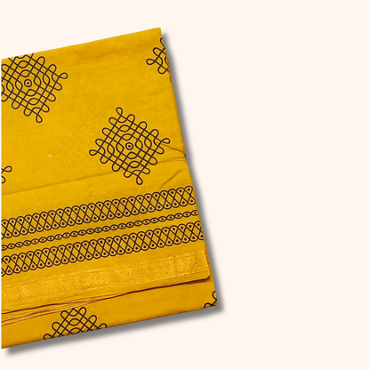 Mustard Yellow Sungudi Kolam Saree – Traditional Cotton Saree
