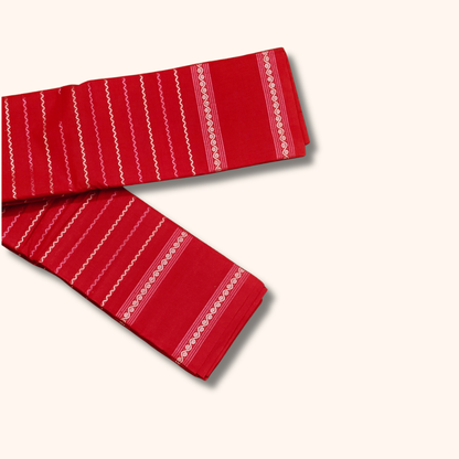Red Cotton Saree with White Stripe Design – Running Blouse