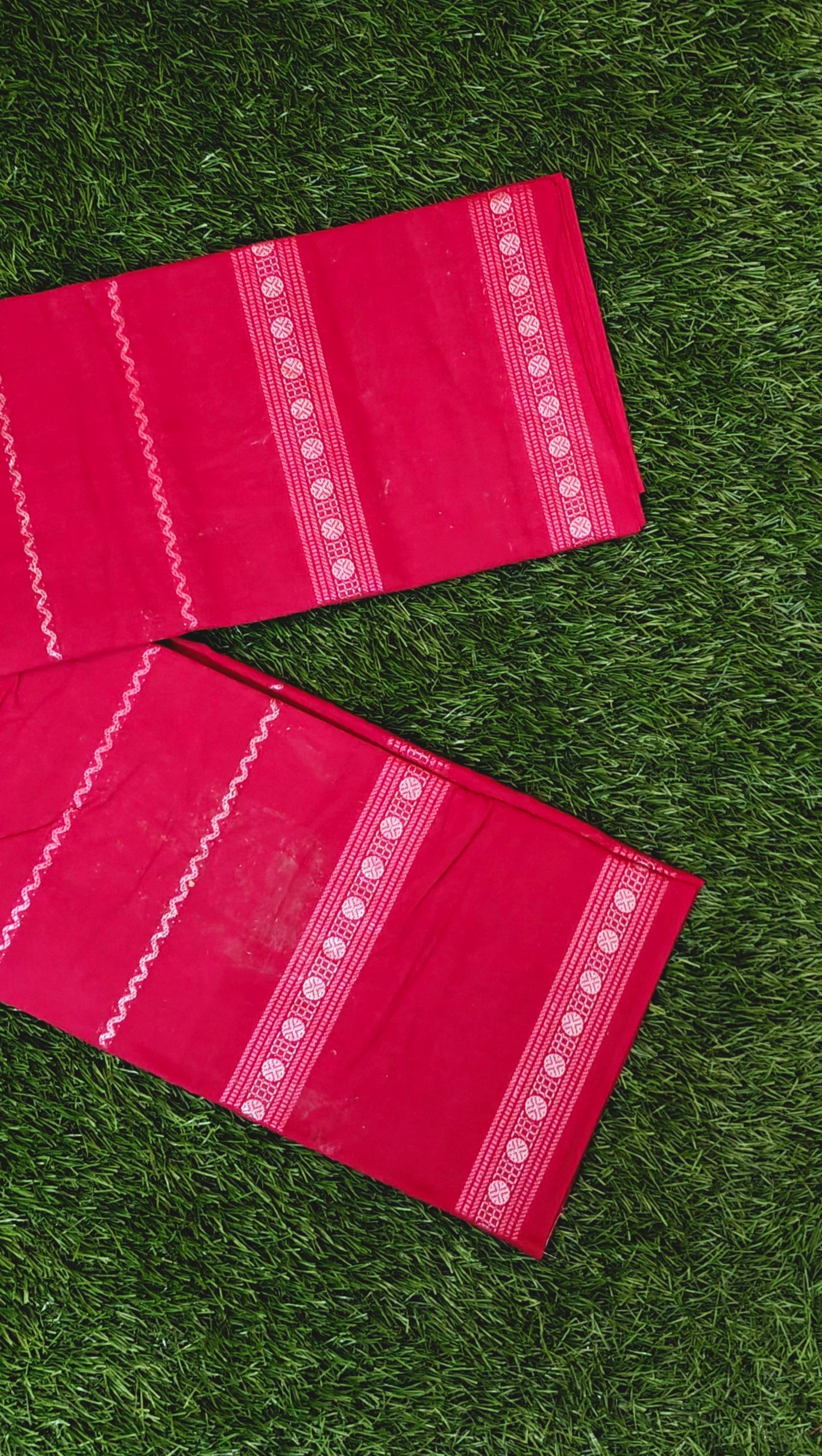Rose Pink Striped Cotton Saree with Contrast Woven Border
