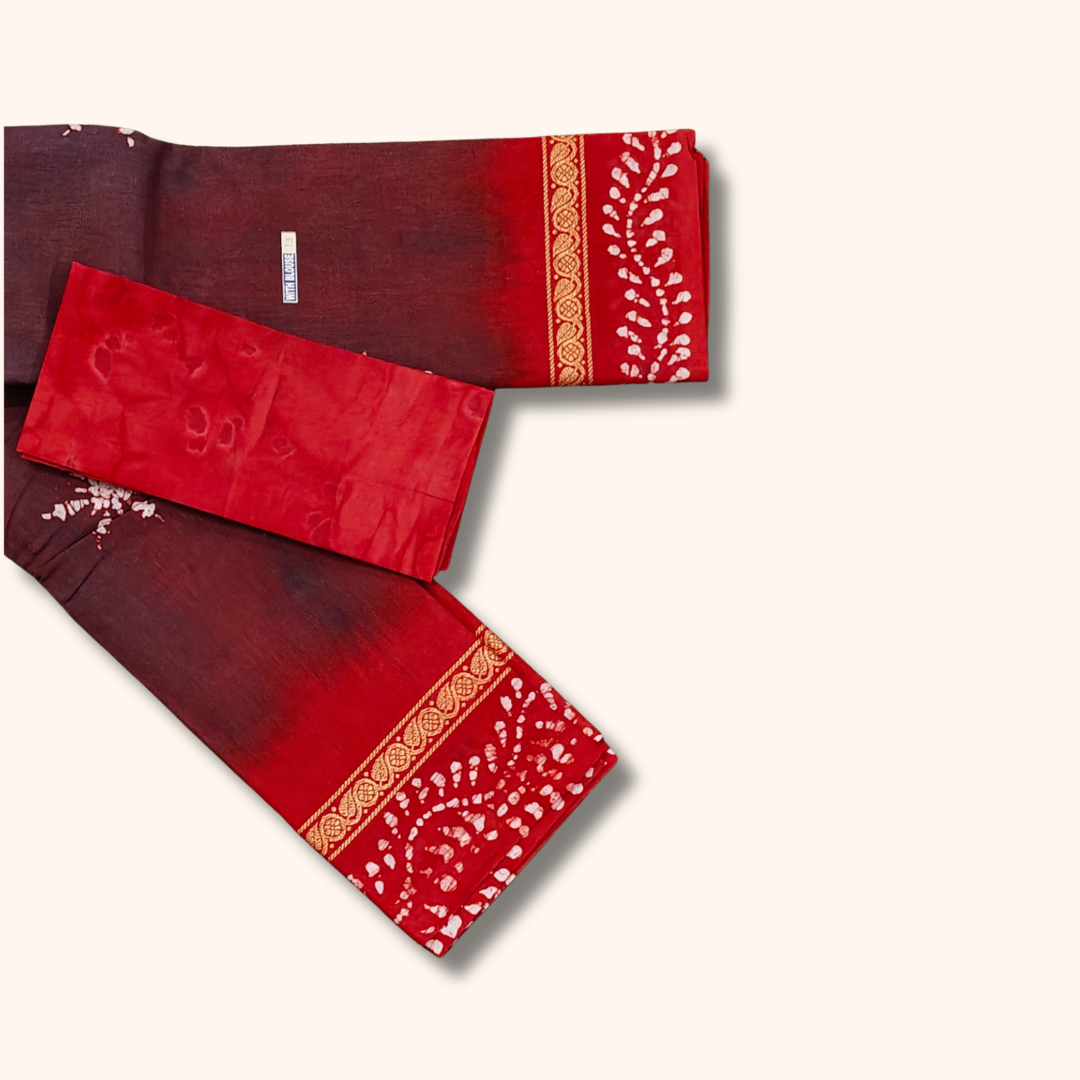 Maroon Sungudi Cotton Saree with Thread Border