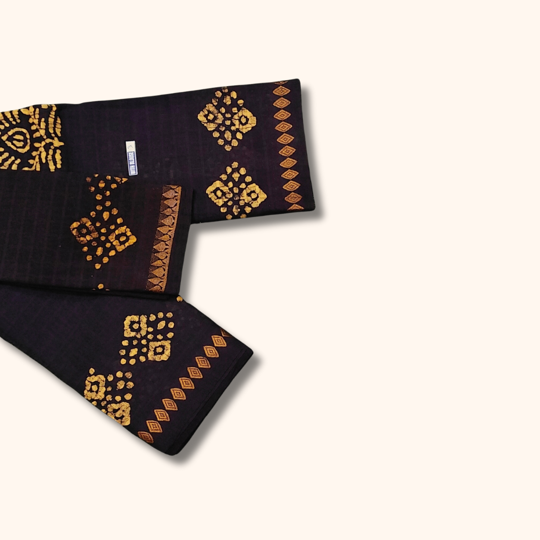 Deep Plum Batik Print with Matching Blouse Piece