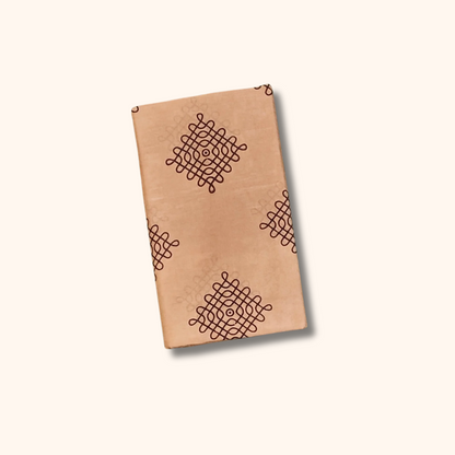 Beige Soft Cotton Saree with Maroon Border