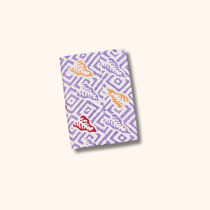 Lavender Batik Cotton Saree Geometric & Leaf Print Running Blouse Included