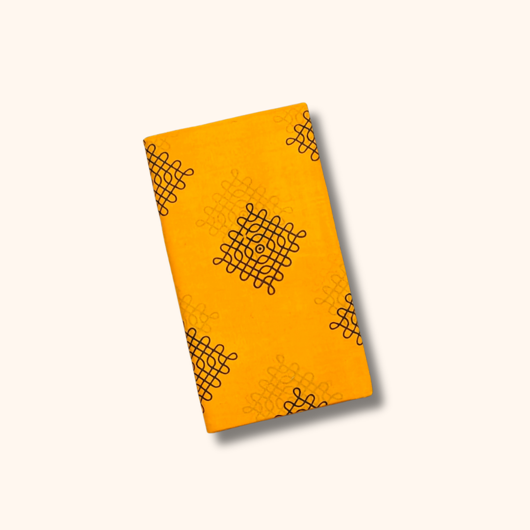 Mustard Yellow Sungudi Kolam Saree – Traditional Cotton Saree