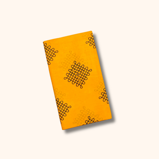 Mustard Yellow Sungudi Kolam Saree – Traditional Cotton Saree