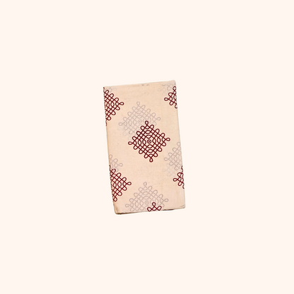 Off-White Kolam Design Cotton Saree with Red Border