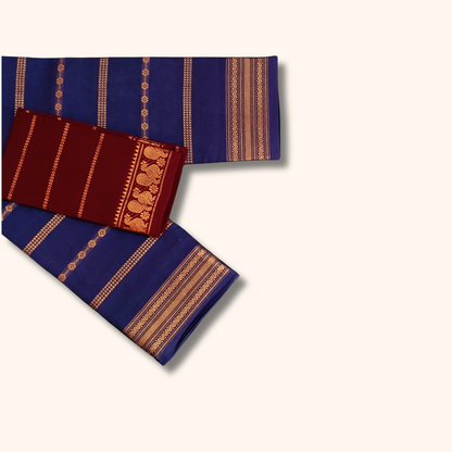 Royal Purple Sungudi Cotton Saree with Maroon Contrast Blouse