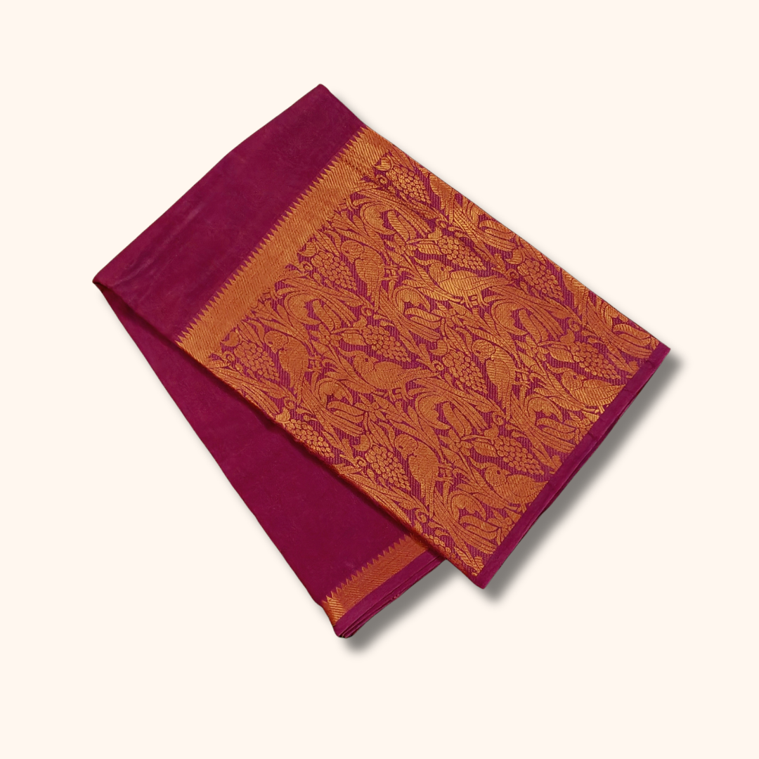 Magenta Vasigara Design Cotton Saree