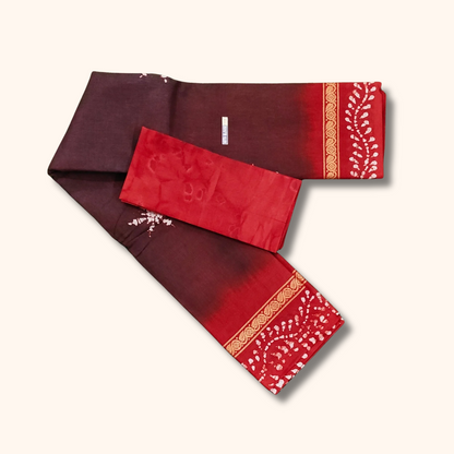 Maroon Sungudi Cotton Saree with Thread Border