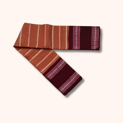 Rust Brown Cotton Saree with Maroon Border