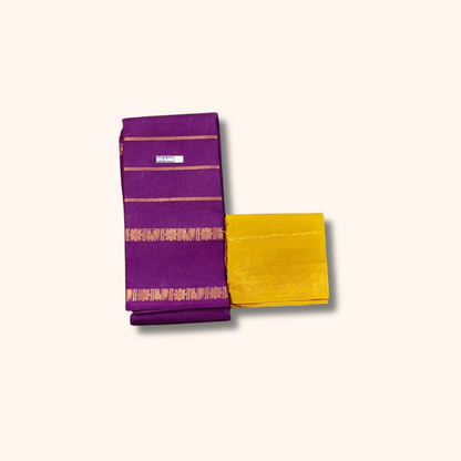 Purple Sungudi Cotton Saree with Golden Zari Border