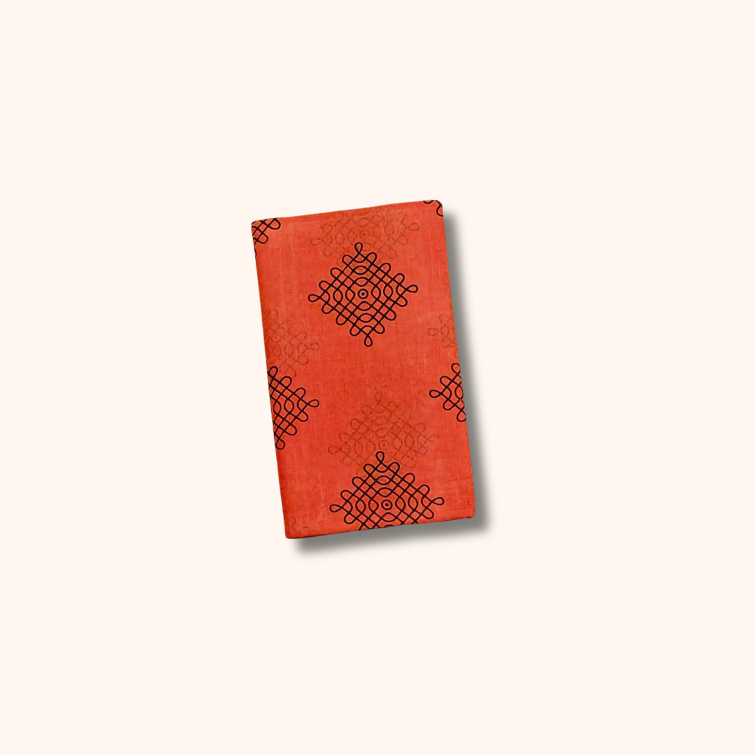 Tomato Red Kolam Design Sungudi Saree with Black Border – No Blouse