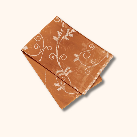 Terracotta Orange Floral Design Cotton Saree