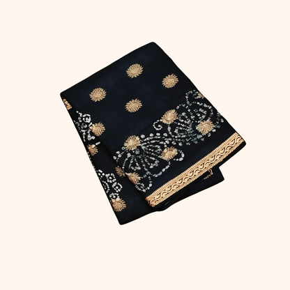 120s Count Sungudi Vayal Saree – Dark Green Floral Butta Design with Running Blouse