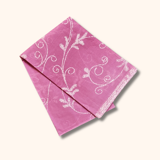 Pink Kalamkari Cotton Saree with Floral Vine Print