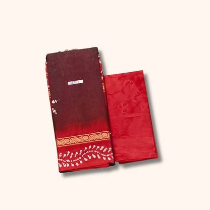 Maroon Sungudi Cotton Saree with Thread Border