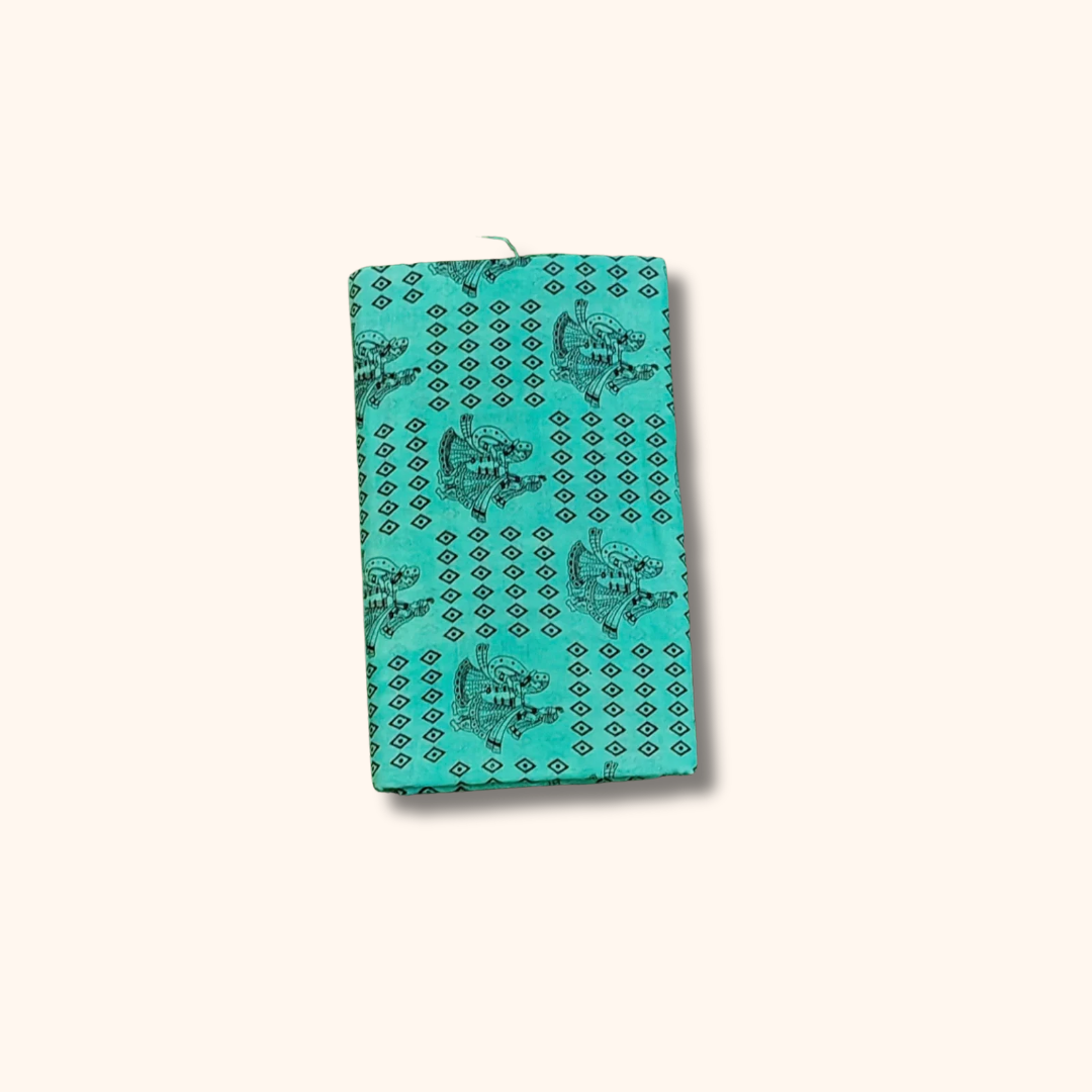Turquoise Blue Sungudi Cotton Saree – Traditional Figurine Print