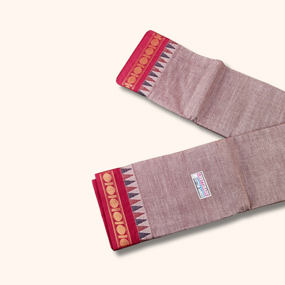 Grey Thread Work Zari Chettinad Cotton Saree Temple Border