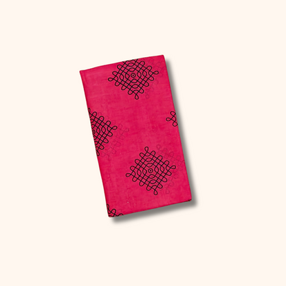 Pink Soft Cotton Saree with Navy Blue Border
