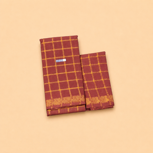 Dusty Rose Pavithra Kattam Sungudi Cotton Saree with Separate Blouse