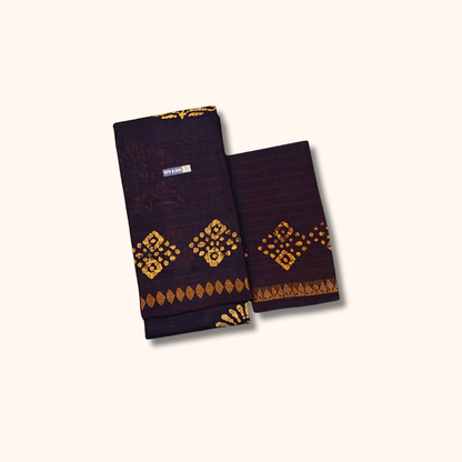 Deep Plum Batik Print with Matching Blouse Piece