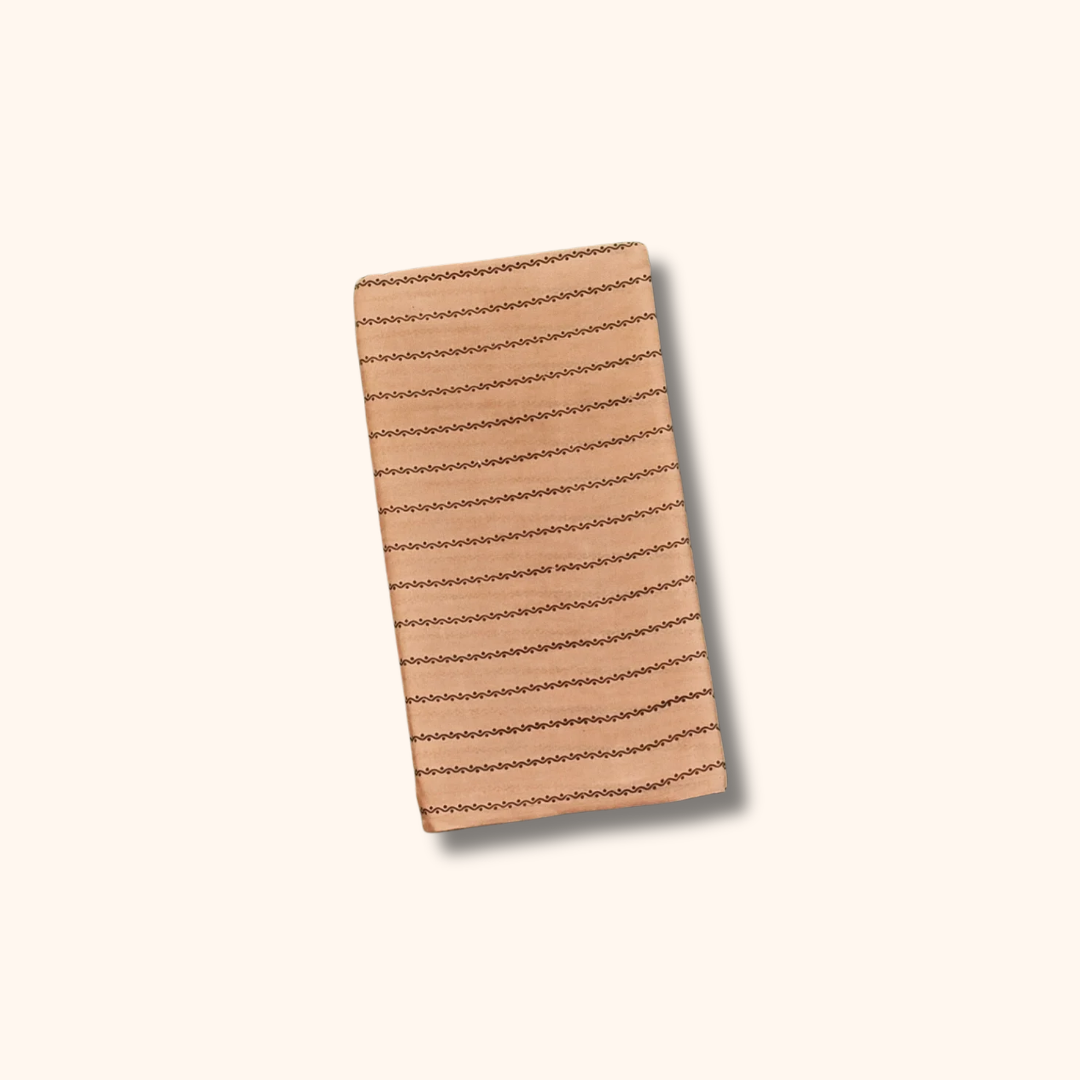 Peach Beige Folk Border Cotton Saree