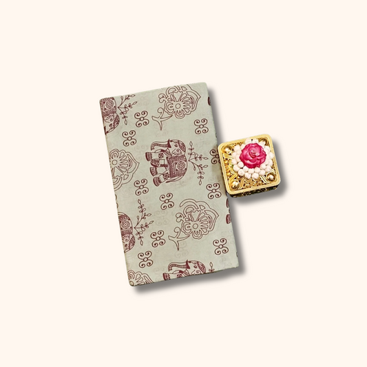 Sage Green Cotton Saree with Maroon Elephant & Floral Prints