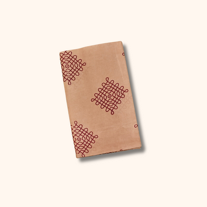 Beige Soft Cotton Saree with Red Border