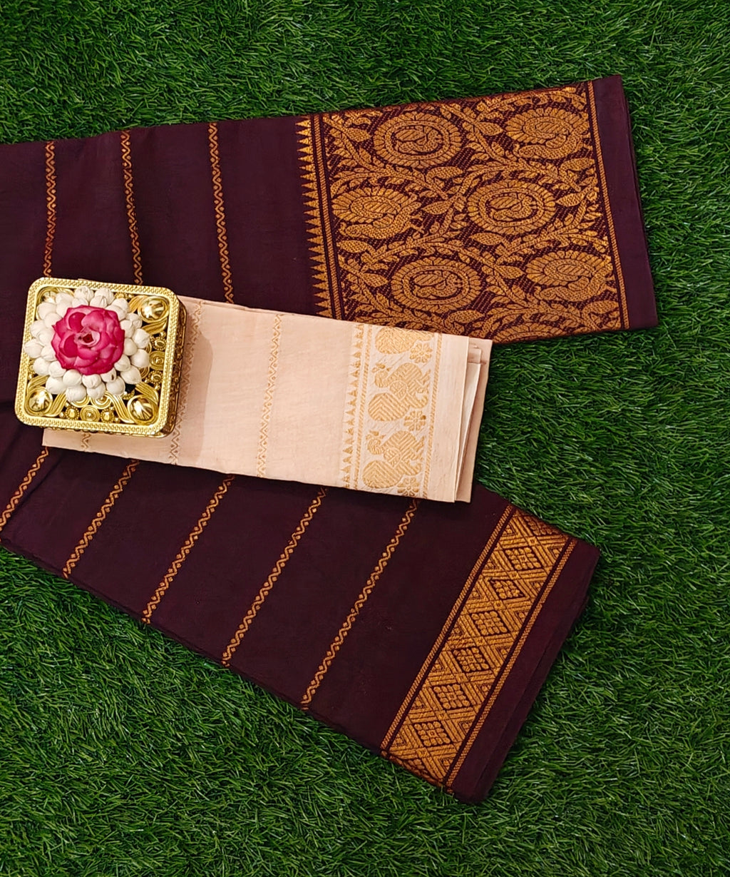 Classic Maroon Elegance Sungudi Cotton Sarees with Blouse