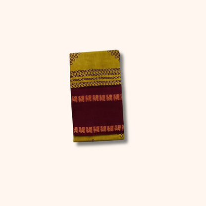 Olive Green Sungudi Cotton Saree with Maroon Traditional Border – Running Blouse