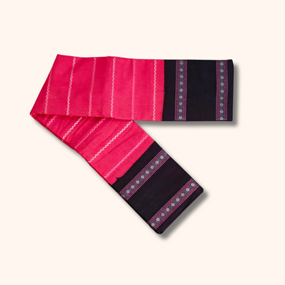 Pink Sungudi Cotton Saree with Dark Blue Contrast Border