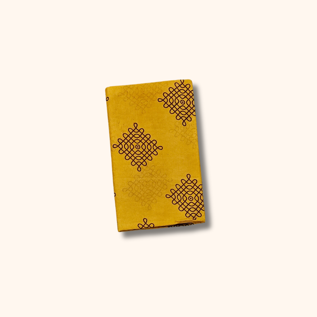 Mustard Yellow Sungudi Cotton Saree with Maroon Border