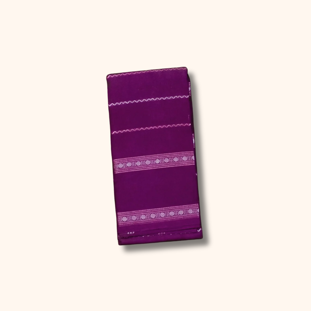 Purple Cotton Saree with Self Border