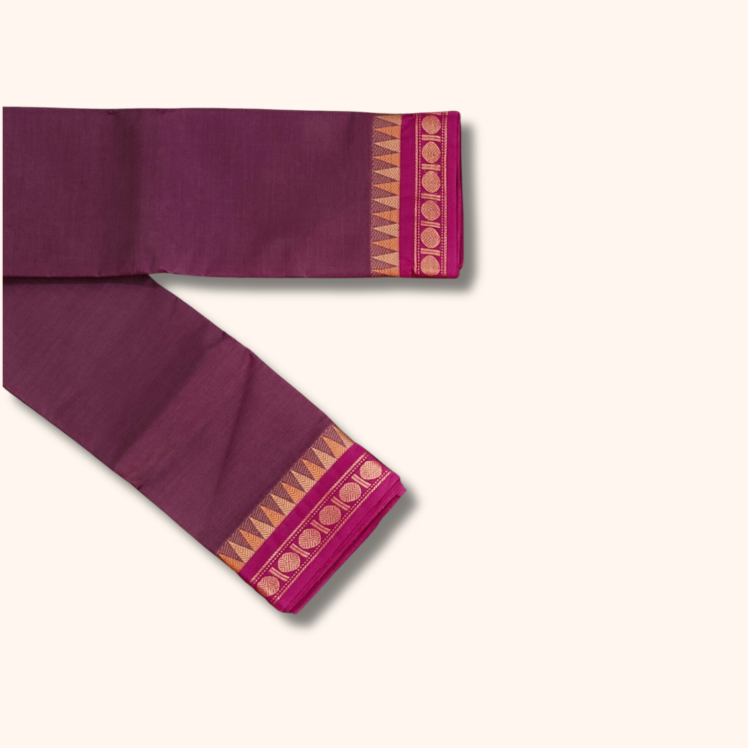 Purple Thread Work Zari Chettinad Cotton Saree