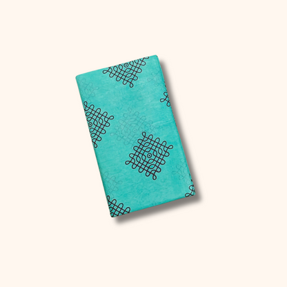 Aqua Blue Sungudi Cotton Saree with Kolam Motifs