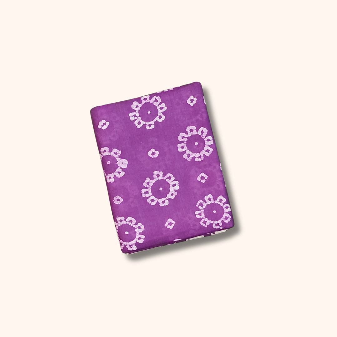 120s Count Sungudi Cotton Saree – Purple Floral Design Running Blouse Included
